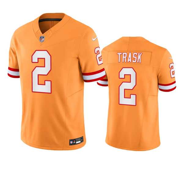 Mens Tampa Bay Buccaneers #2 Kyle Trask Orange Throwback Limited Stitched Jersey